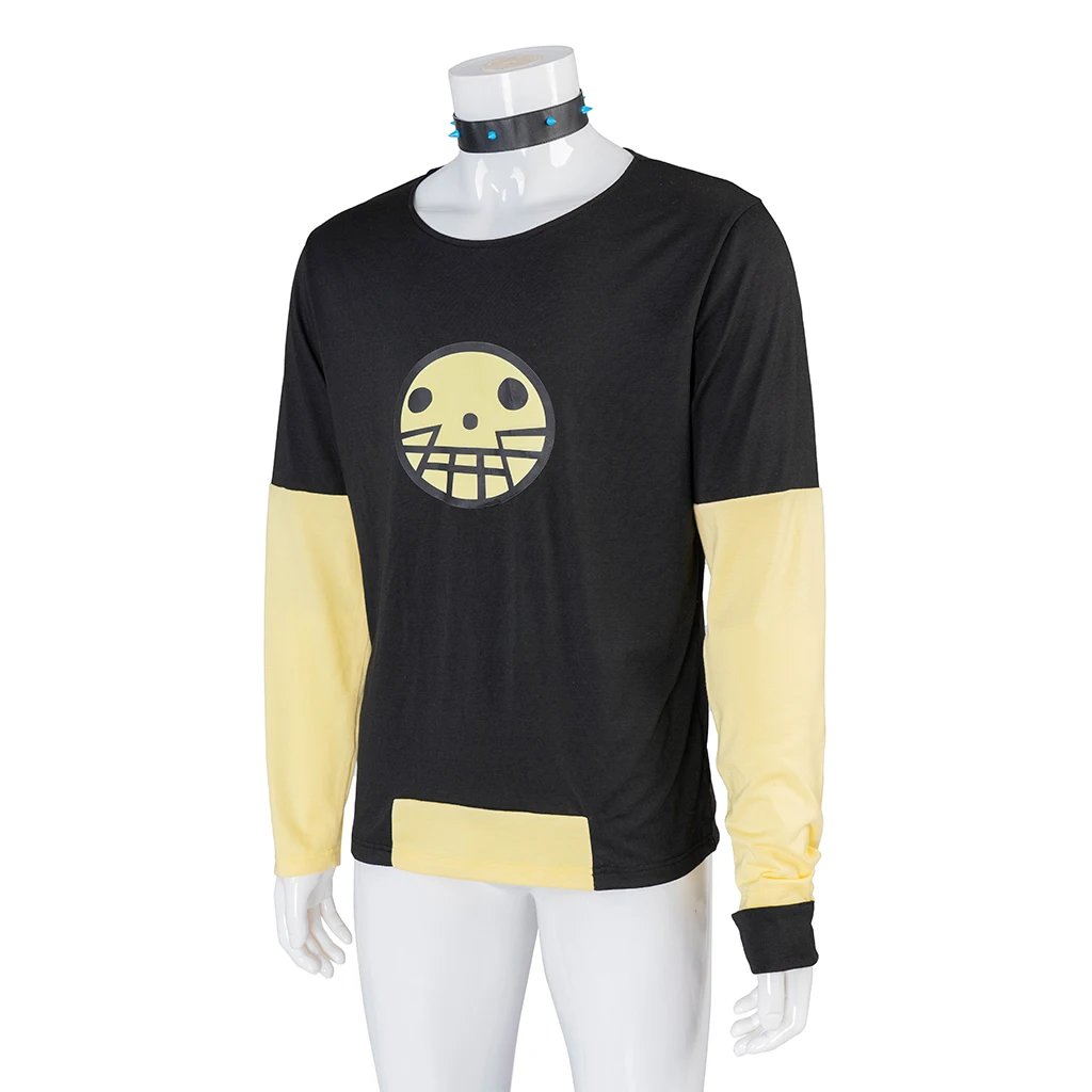 Total Drama Island Duncan Cosplay Costume Duncan Yellow Print Tshirt Casual Long Sleeve Tops with Neckwear Halloween Outfits