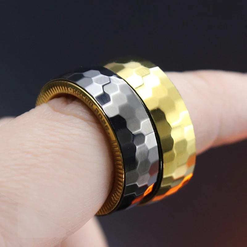 Tactile Ratchet Fidget Ring - Stainless Steel EDC Spinner Gear | Rotating Stress Relief Toy for Adults Fidget Toy