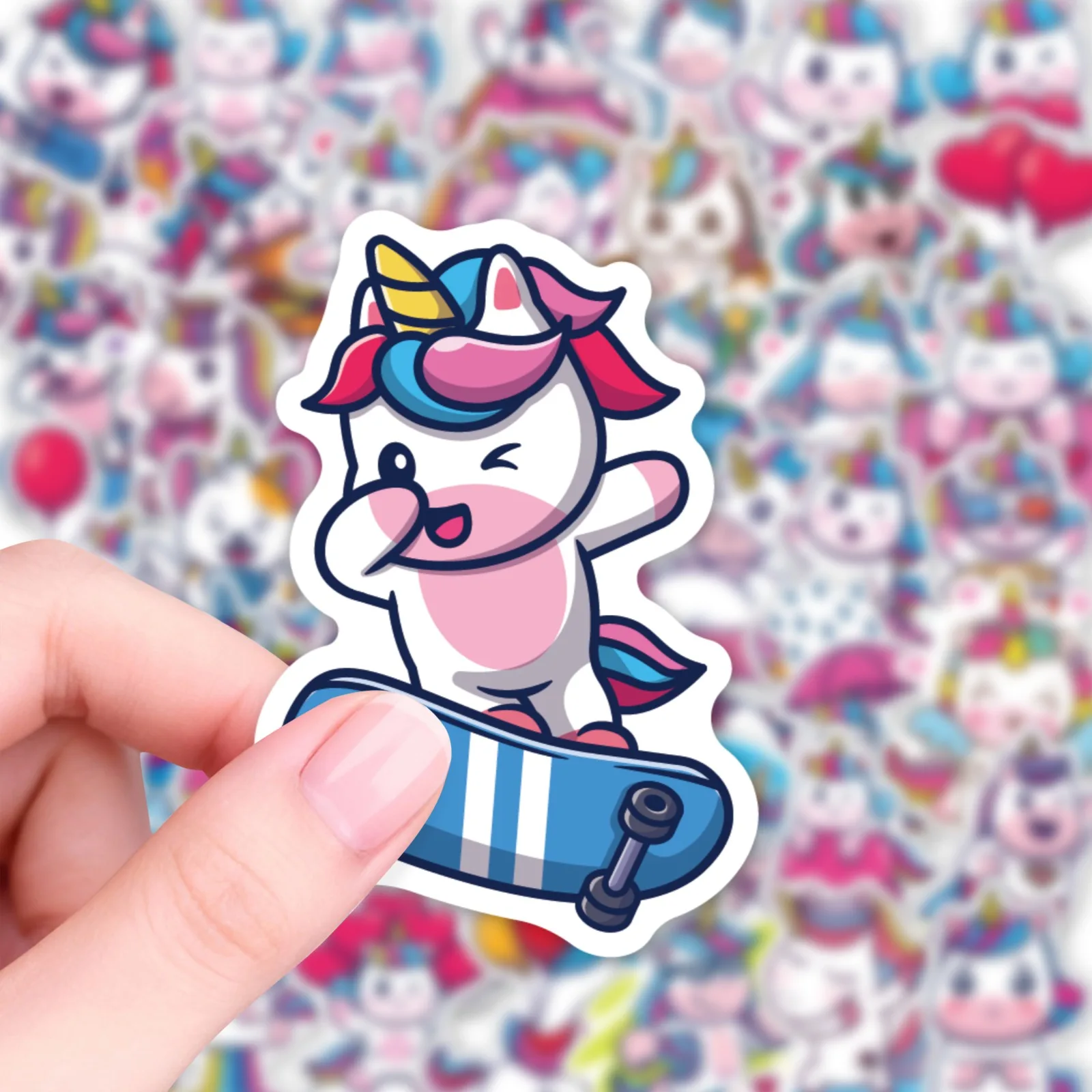 10/30/50Pcs Cute Cartoon Unicorn Stickers for Laptop Luggage Phone Car Scooter Funny Vinyl Decal for Kids Girl Children Gift