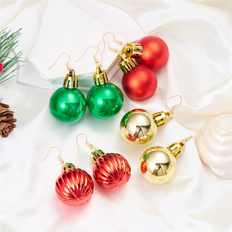 Merry Christmas Colorful Light Bulb Ball Shaped Drop Earrings for Women Luxury Creative Earrings Girl New Year Party Jewelry