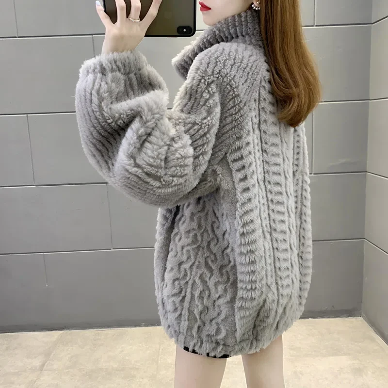 Tcyeek Fur Sheep Shearling Fur Coat Women's Short Lamb Wool Coats Elegant Casacos De Inverno Feminino 2021 Winter New Trend FCY