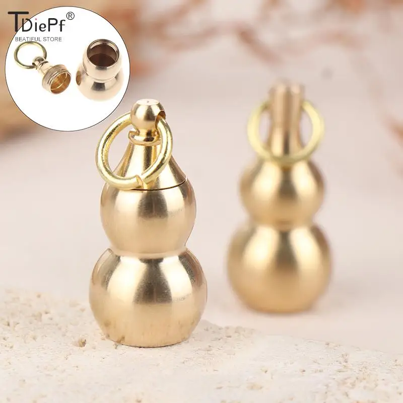 1pcs Mini Brass Pill Case Gourd Pendant Pill Box Irregular Jar Keychain Hanging Medicine Case Container Bottle