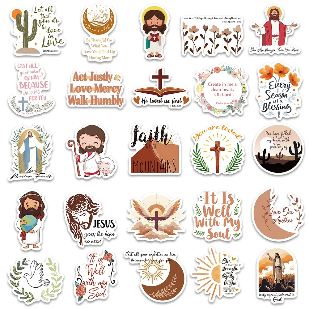 Imagem -05 - Impermeável Bíblia Adesivos Religiosos Decoração da Páscoa Faça Você Mesmo Bagagem Skate Ipad Ledger 50 Pcs