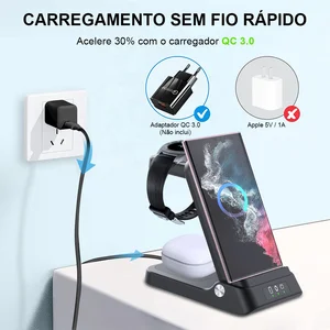 Samsung için taşınabilir kablosuz şarj cihazı, şarj istasyonu hızlı Qi Samsung, Galaxy Watch bir 5-Pro-4 S23 S22, Ultra ve 3'ü 1 arada güç bankasının en büyük satışlarından 12'si, samsung №4'ün indüksiyonu