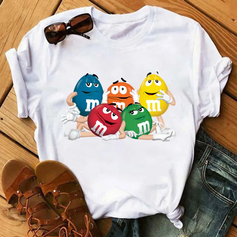 Chocolate Beans MM Cartoon Patches for Clothes Vynil Heat Transfer Thermal Stickers DIY Kids T shirt Iron on for Women Appliqued