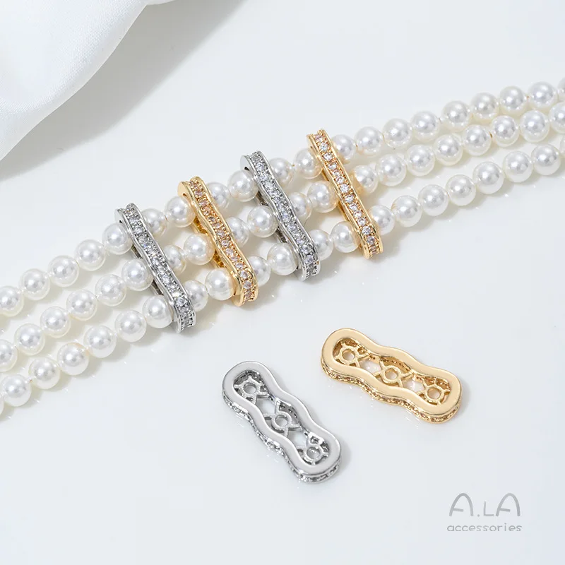 

14K Gold Double-row Three-row Bead Spacer Drill Ring Spacer DIY String Pearl Bracelet Necklace Jewelry Accessories Material