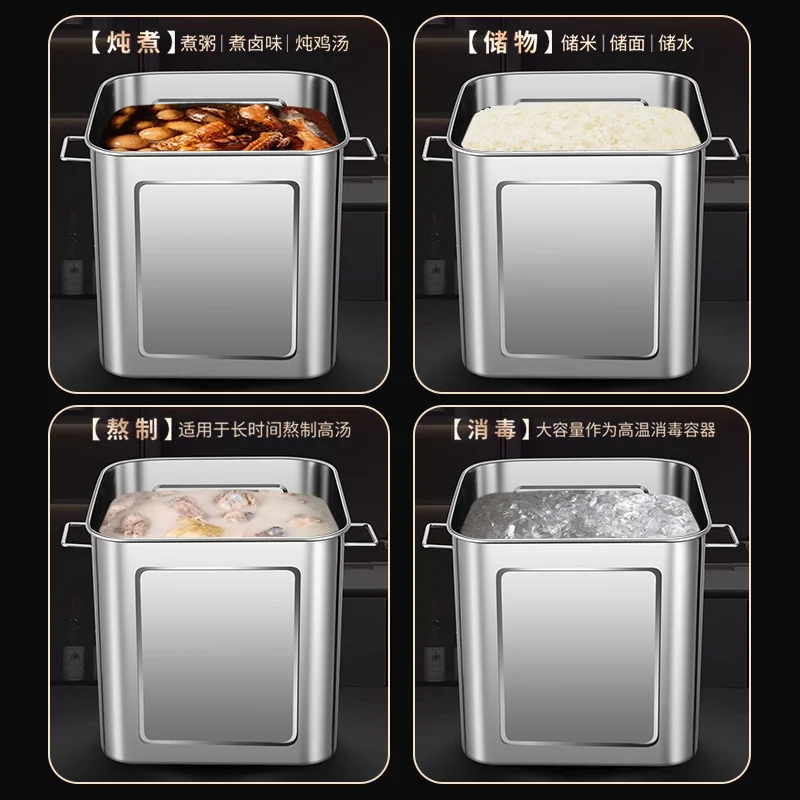 Food Grade Stainless Steel Barrel Household Kitchen Moisture-proof Insect-proof Grain Storage Barrel Commercial Flour Storage