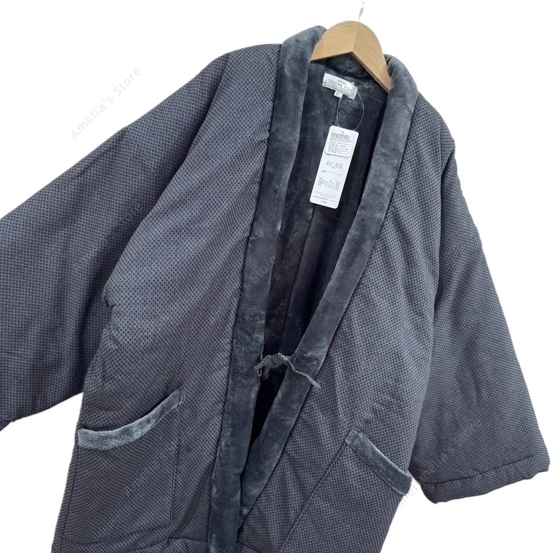 

Japanese Hanten Jacket Unisex Winter Thick Quilted Cotton Coat Traditional Kimono Han-ten Warm Fleece Lined Home Loungewear