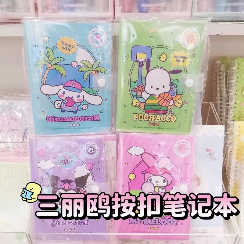 Sanrio Cinnamoroll Kuromi Anime Kawaii Student B6 Button Cover Book Cute My Melody 80 Page Notebook Notepad Gifts for Kids