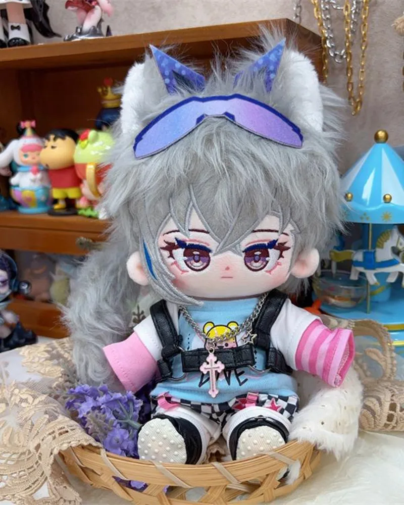 Honkai-Figurine de Dessin Animé en Peluche de 20cm pour Enfant, Jouet Mignon en Coton, avec Motif de Monstre Loup Argenté, Chiot, Idéal comme Cadeau de Cosplay