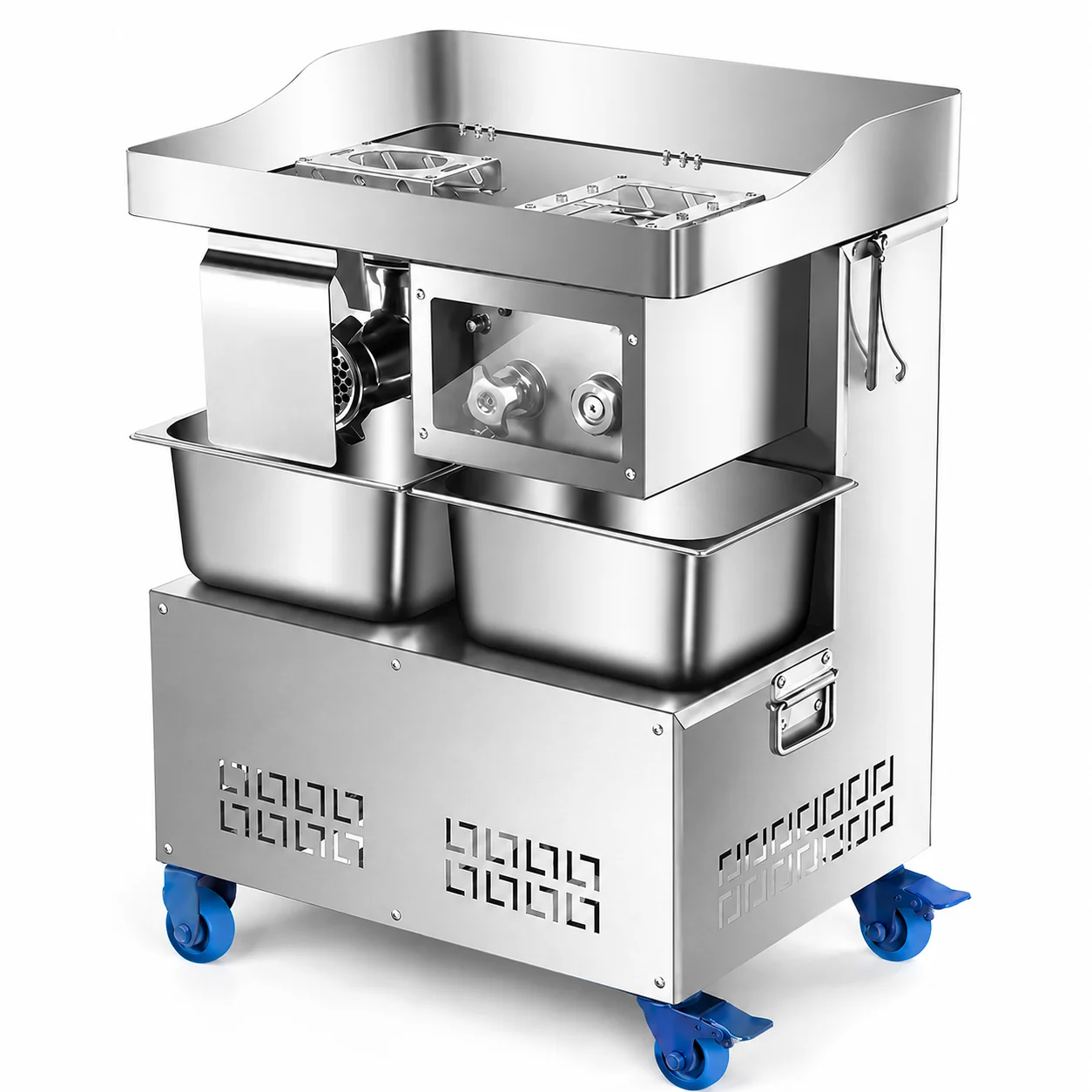 New Commercial Grade 304/201 Stainless Steel Automatic Electric Meat Grinder With Wheels 400kg/h Capacity For Catering Kitchens