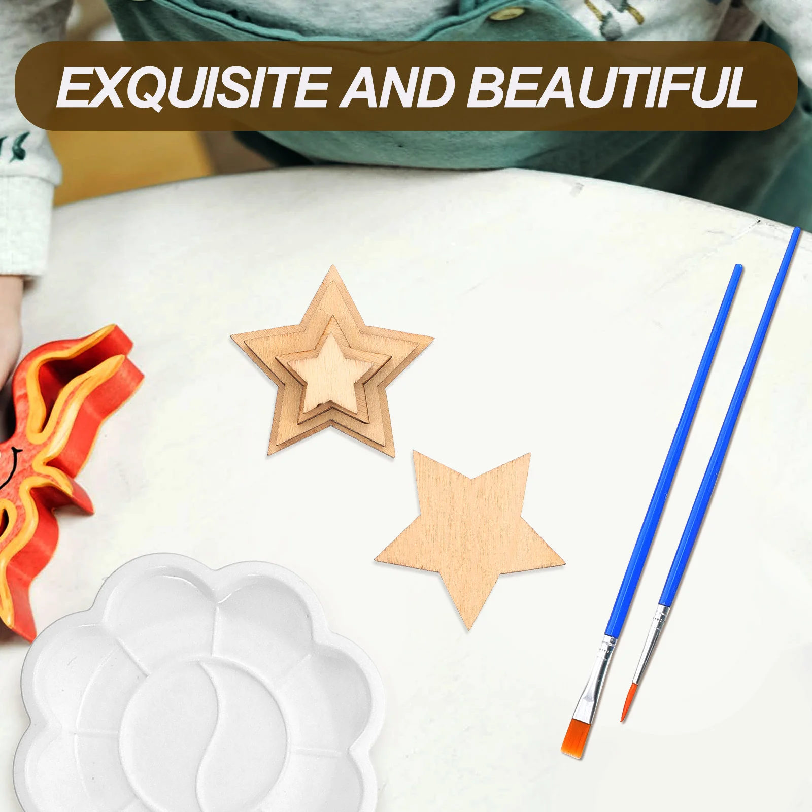 

100Pcs Natural Wood Unfinished Star Cutout Discs Assorted Sizes Craft Wood Shapes DIY Birthday Wedding Christmas Party