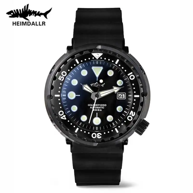 HEIMDALLR Tuna Men Mechanical Watch PVD Case Sapphire C3 Luminous Watch Ceramic Bezel Stainless NH35 Automatic Dive Wristwatches