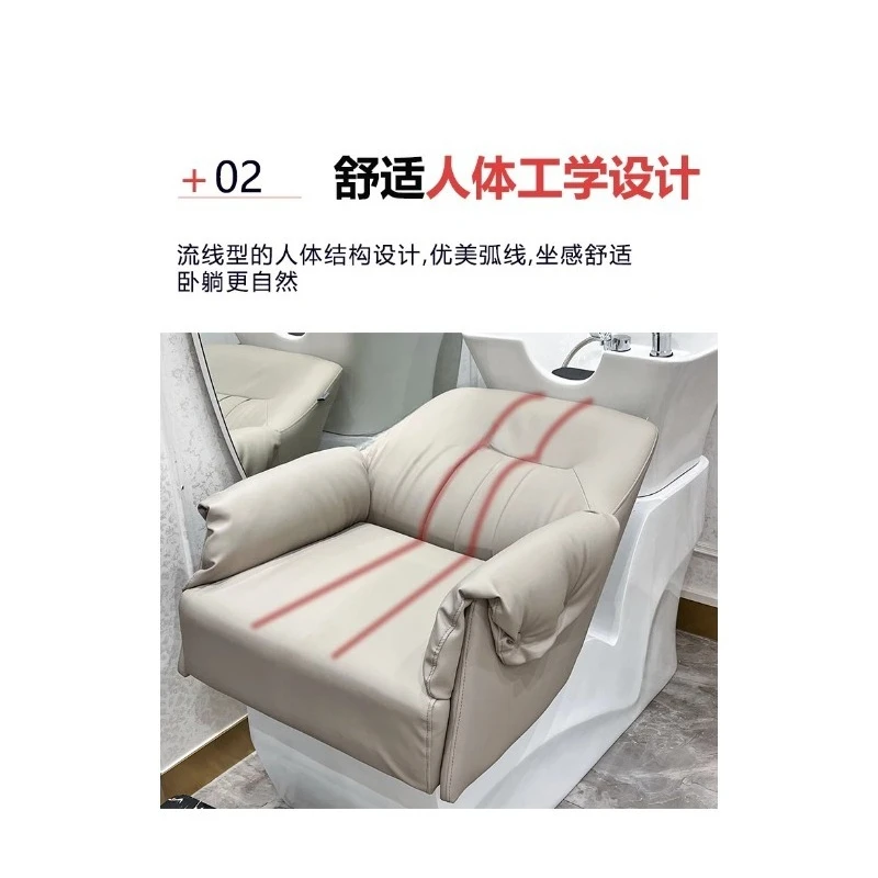 Barber shop special fiberglass shampoo bed hair salon stainless steel ceramic basin