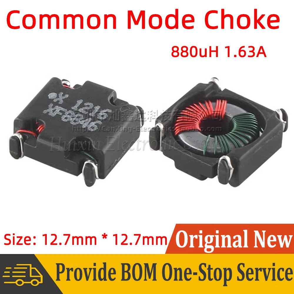 Inductance d'inductance de bobine de starter en Mode commun SMT SMD, 2 pièces, 0,88 mH, 880uH, 1,63 a, filtre d'alimentation de commutation XF8846