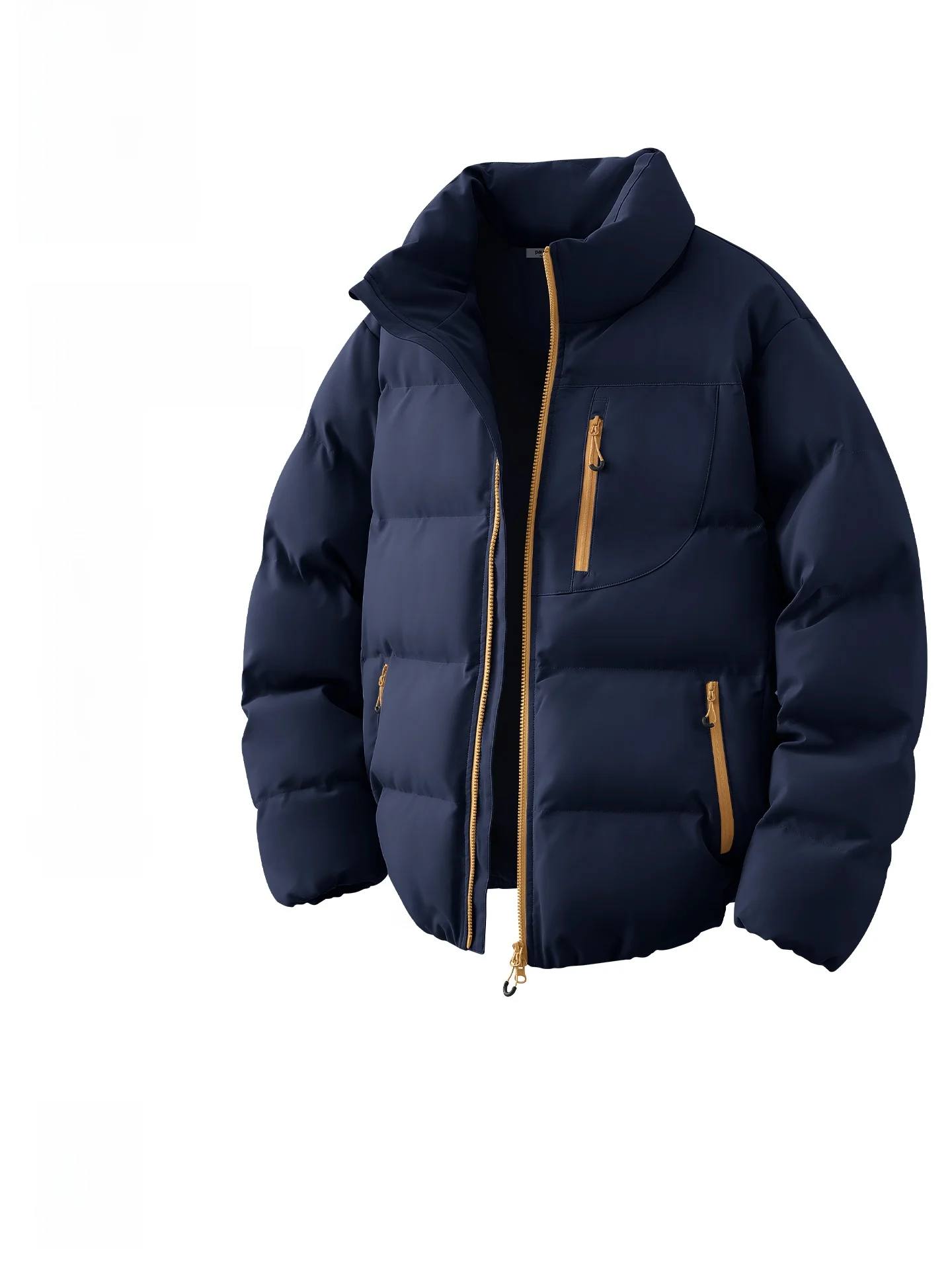 

Утепленная хлопковая куртка для мужчин: зимняя модная модель с дизайнерским акцентом, свободный крой, молодежный стиль