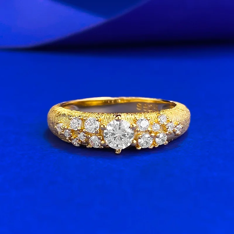 

Серебряное позолоченное кольцо звездного неба S925 с легкой роскошкой и элитным ощущением, изысканным и уникальным минималистским стилем.