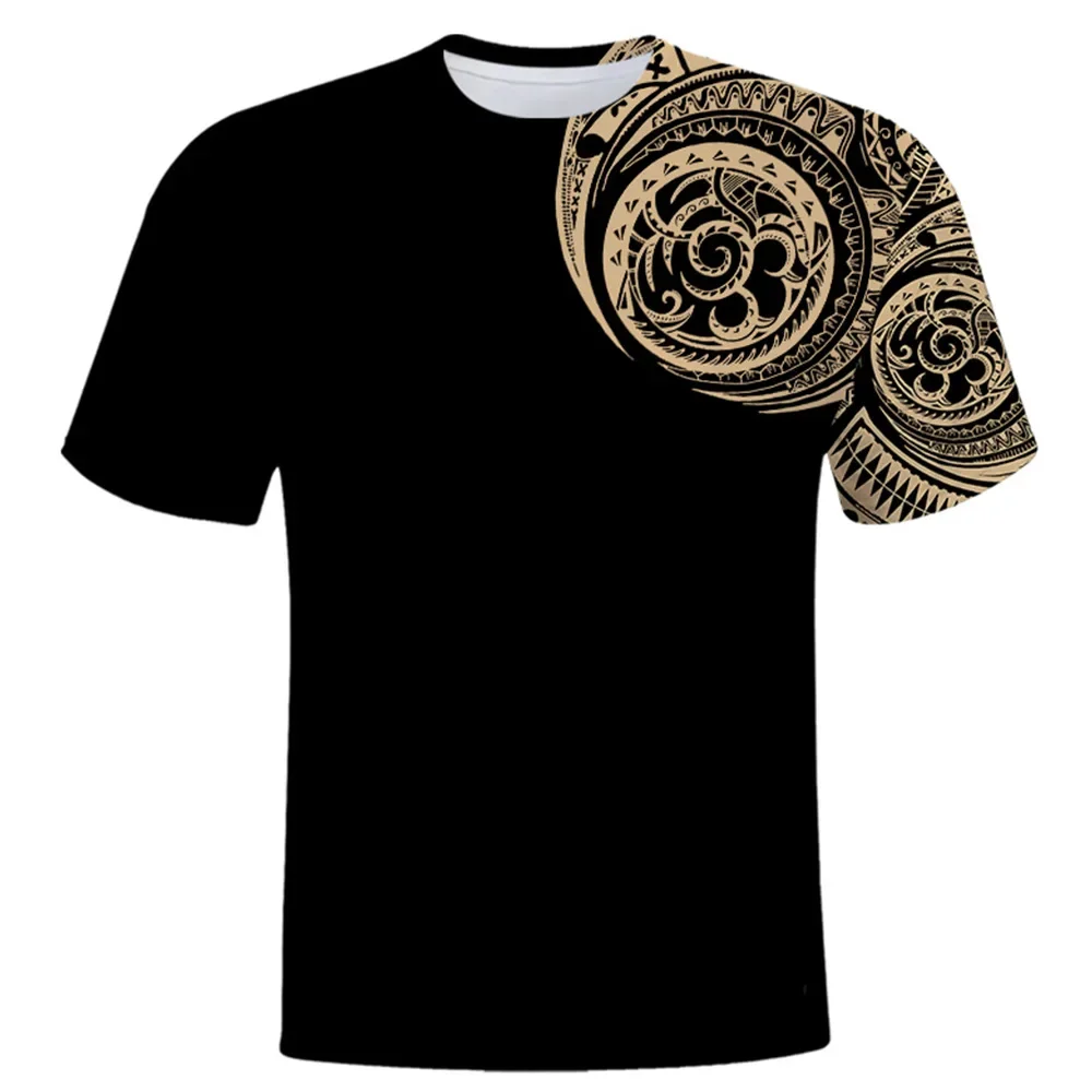 3D Printed Summer Men's Shirt with Two Thousand Tattoos, Harajuku Street Fashion Style, Neutral Short Sleeved Round Neck T-shirt