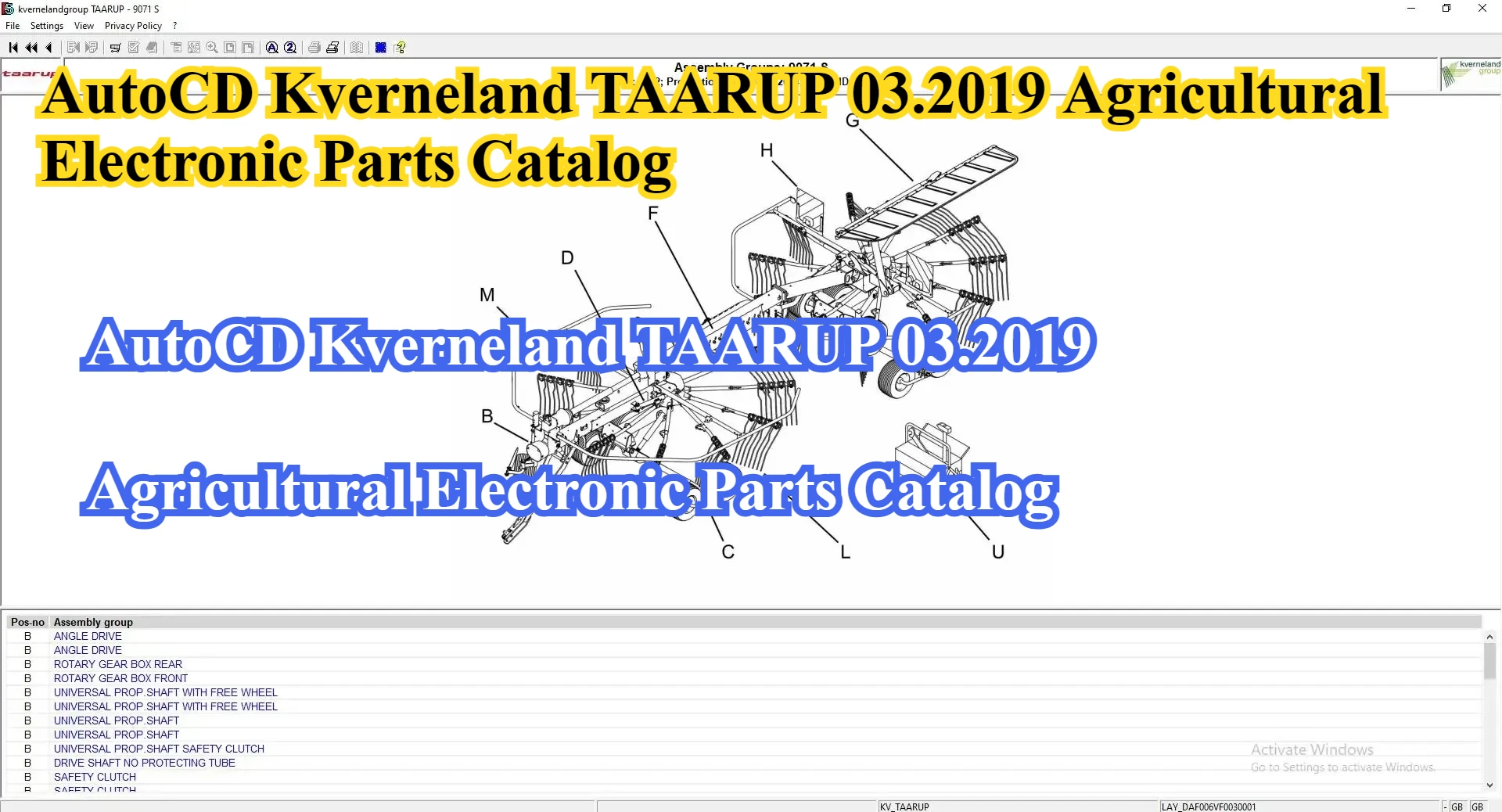 

AutoCD Kverneland TAARUP 03.2019 Каталог сельскохозяйственных электронных запчастей