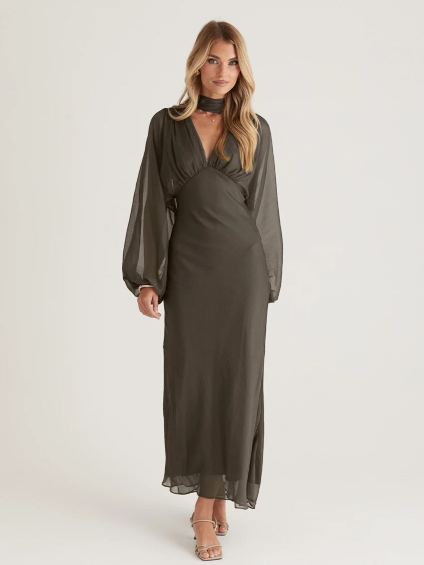 

Marthaqiqi модная женская одежда для сна с длинным рукавом пижама сексуальная ночная рубашка с v-образным вырезом на шнуровке ночные рубашки платье до щиколотки женская ночная рубашка