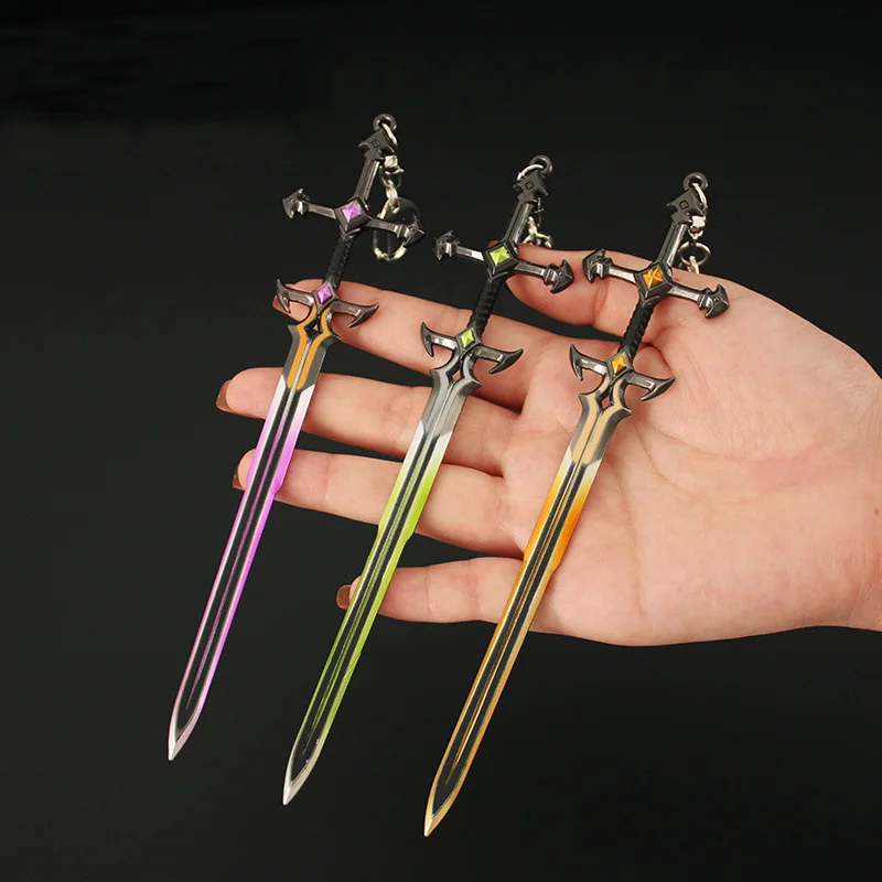 17cm Valorant Melee Reaver Weapon Model Keychain for Men Broken Blade of The Ruined King Key Ring Fans Car Bag Decor Jewelry