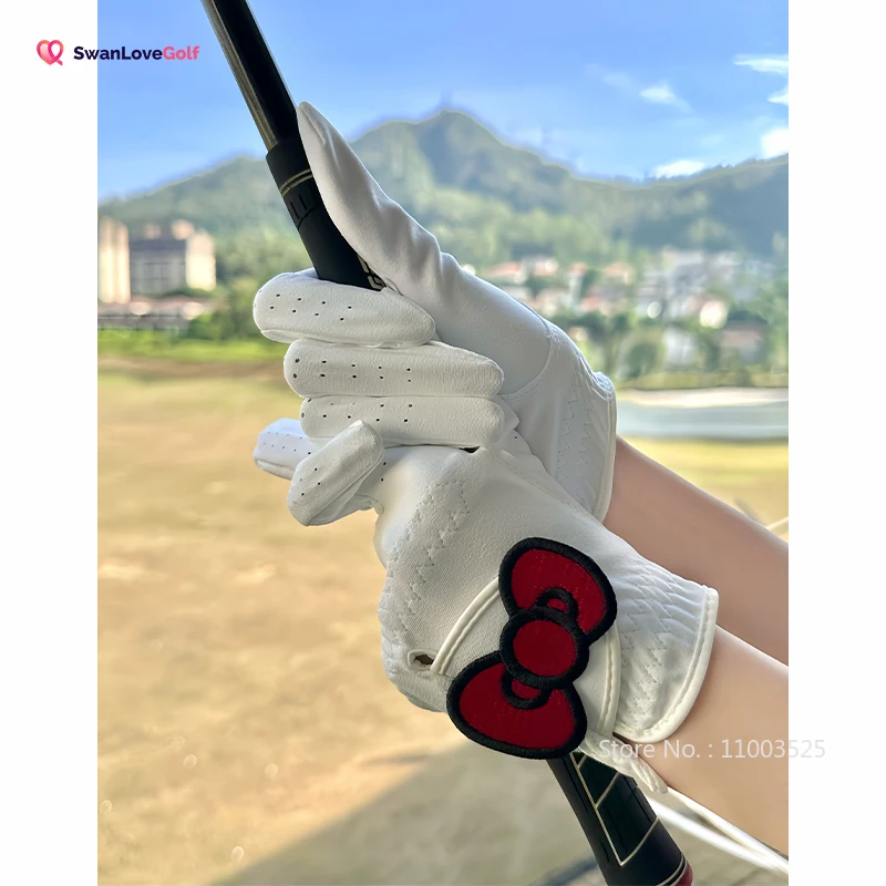 SG 1 par de nuevos guantes de Golf para mujer, guantes de Golf de cuero suave transpirables, guantes de Golf con dedos abiertos, suministros elegantes para golfistas con lazo