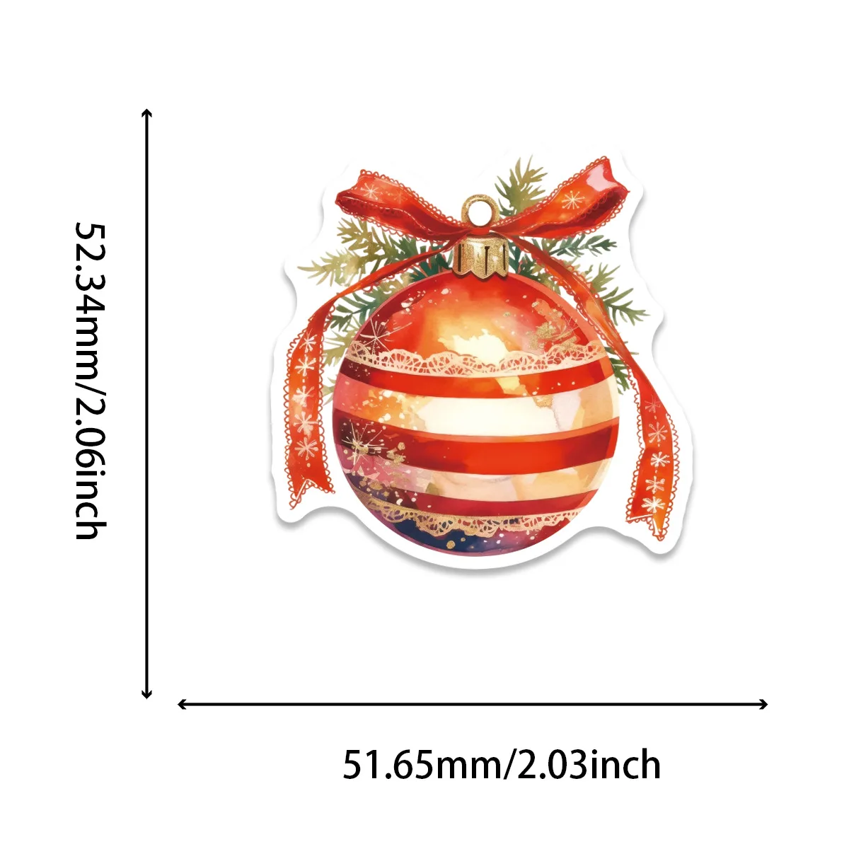 50 Pcs Christmas Ball Ornament Stickers Watercolor Snowman Reindeer Waterproof Decals for Journal Laptop