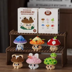 6 New Creative Mushroom Vegetable Building Block Models Children's Educational Decompression Assembly Toys Christmas Gifts