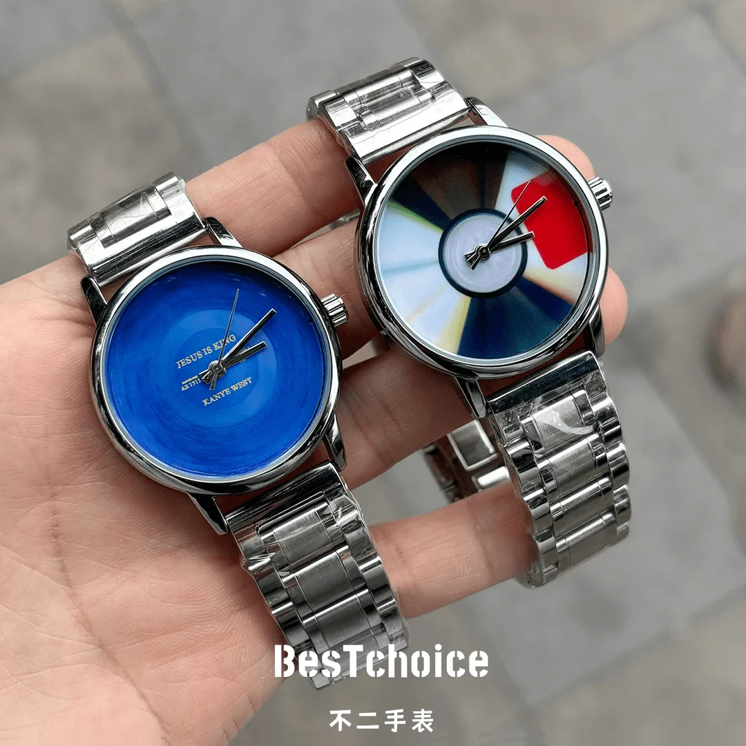 Y2K Unique Retro Quartz Watch: Creative Vinyl Record Dial, Waterproof Stainless Steel — Minimalist Style, Perfect for Couples