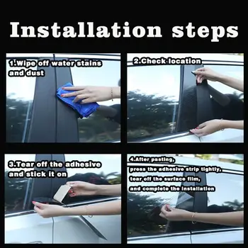 適用於Fiat500 Abarth 595(2012-2023)的亮黑色鏡面效果車窗門柱BC柱蓋飾條,保護配件 10 最佳銷售 阿巴斯配件 - №1