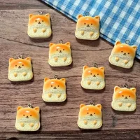10Pcs Kawaii Puppy Shaped Bread Resin Charms, Cartoon Dog Food Pendants Jewelry Findings for Earring Necklace Keychain Craft 6