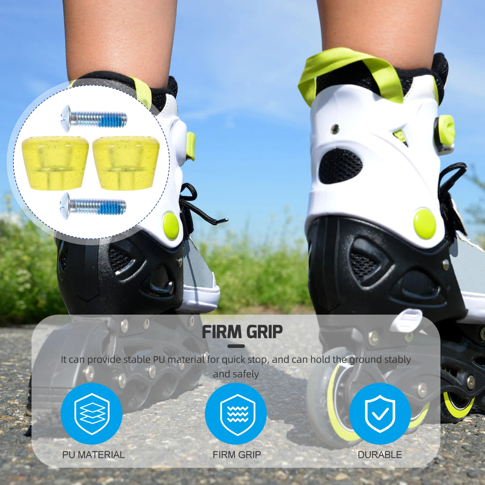 1 زوج المهنية الأسطوانة تزلج توقف مقاومة للاهتراء استبدال الفرامل ملحق قابل للتعديل ارتفاع سدادات تزلج المقابس #4