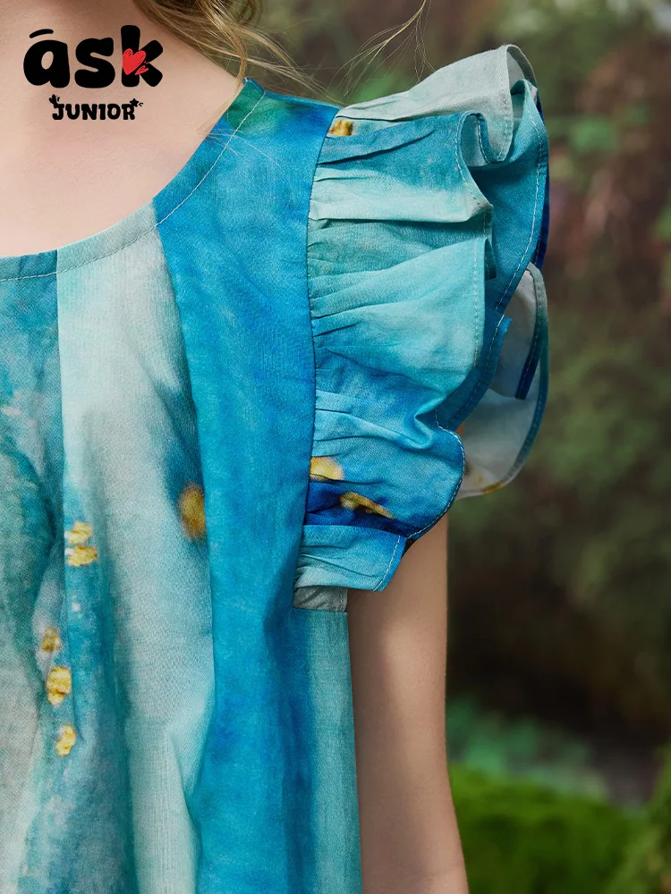 فستان بتصميم صيفي بأكمام طائرة صغيرة للفتيات من توين #5