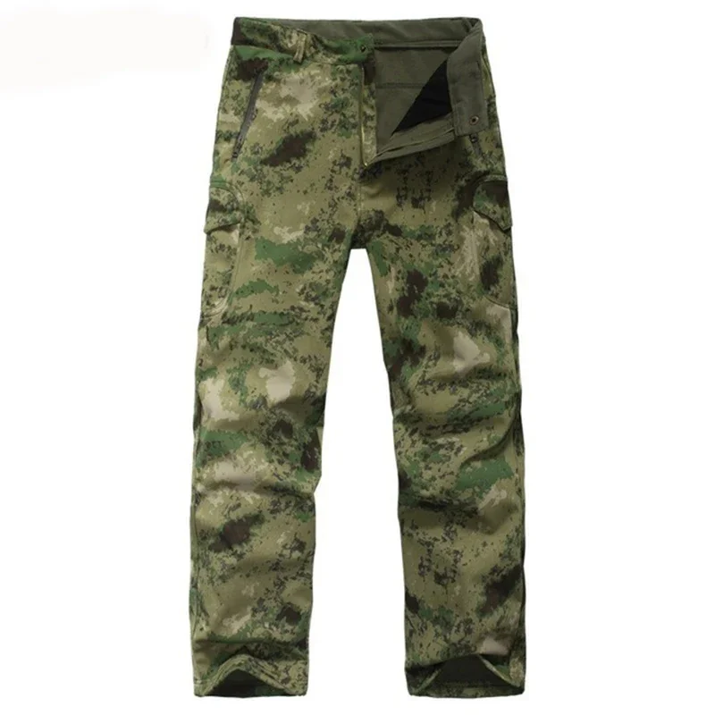 

Shark Skin Softshell Pants Men's Tactical Camouflage Windproof Waterproof Thermal Camo Hunt Hiking Fleece