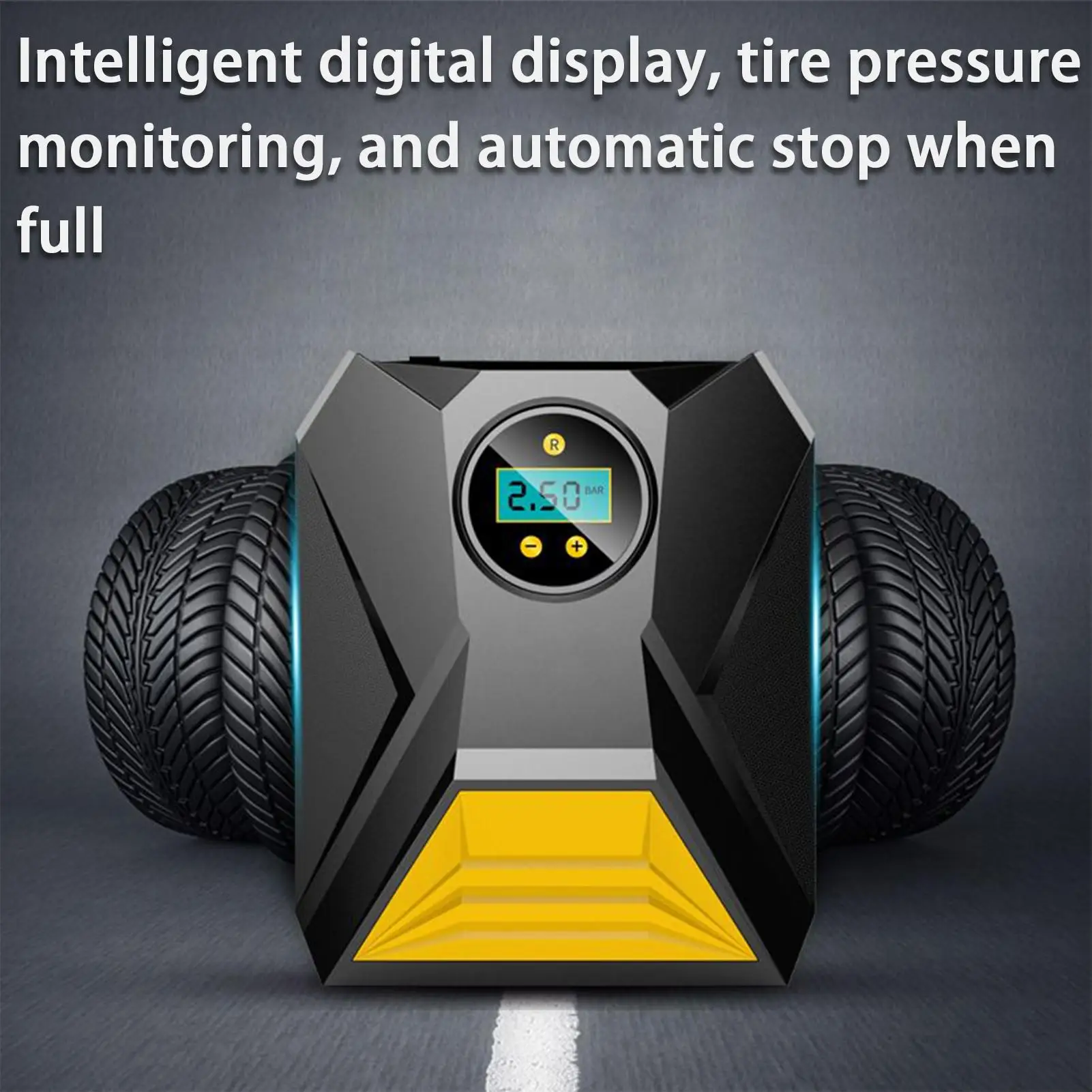 

Портативный воздушный компрессор для накачивания шин, воздушный насос для автомобильных шин, 12 В, электрический цифровой дисплей, манометр, беспроводной для грузовика, автомобиля