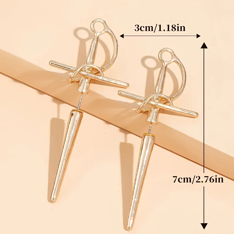 أقراط سيف عتيقة مبالغ فيها ، تصميم قوطي ، إبداعي ، سنة جديدة ، عيد ميلاد ، عيد ميلاد ، هدية عيد الحب