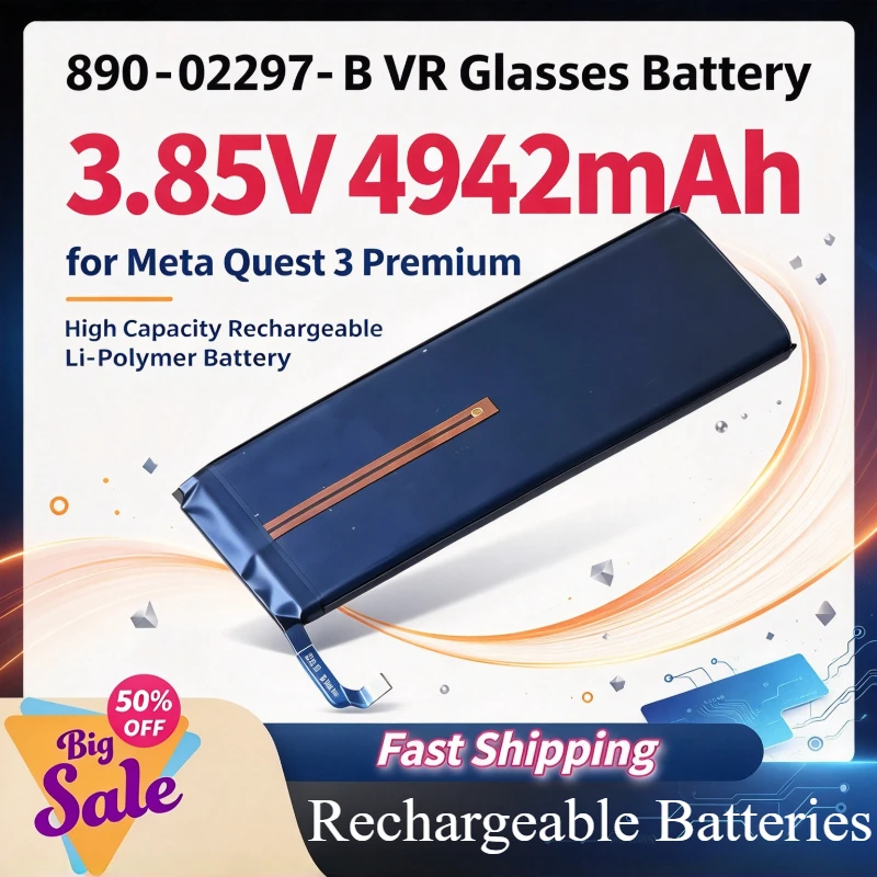 For Meta Quest 3 Battery 890-02297-B VR Glasses Rechargeable Lithium-ion Battery 3.85V 4942mAh Premium Replace Battery