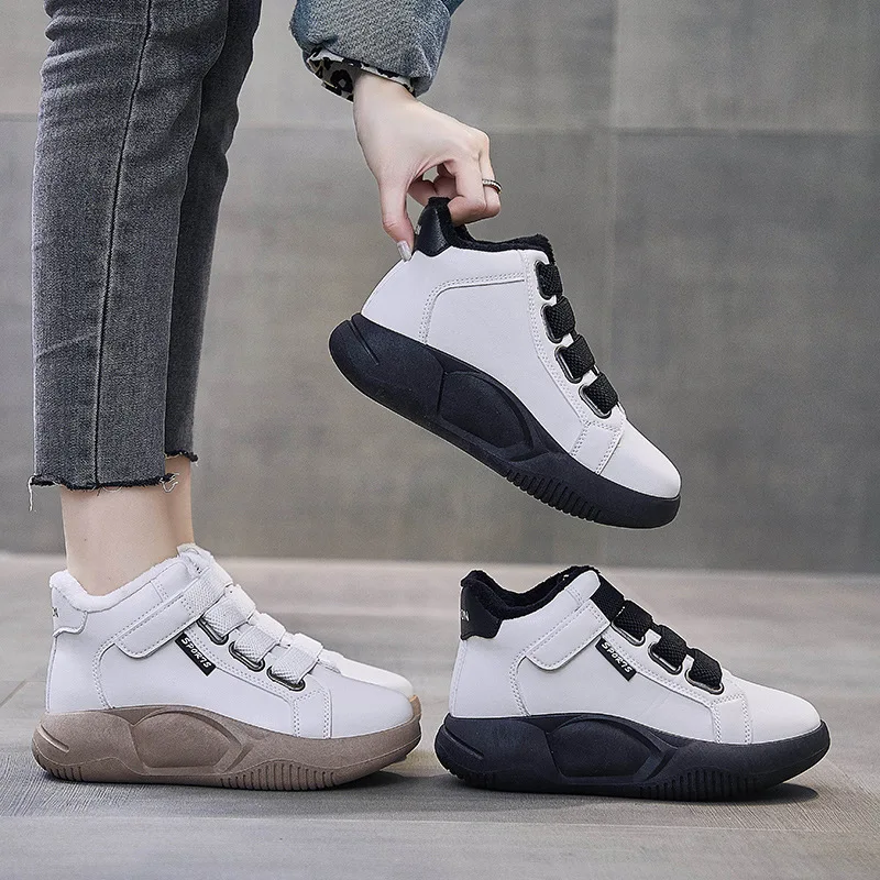 Winter Platform Sneakers Women Casual Sport Shoes Ladies Slip on Plush Shoes New in Woman Vulcanized Shoes Rocking tenis femme