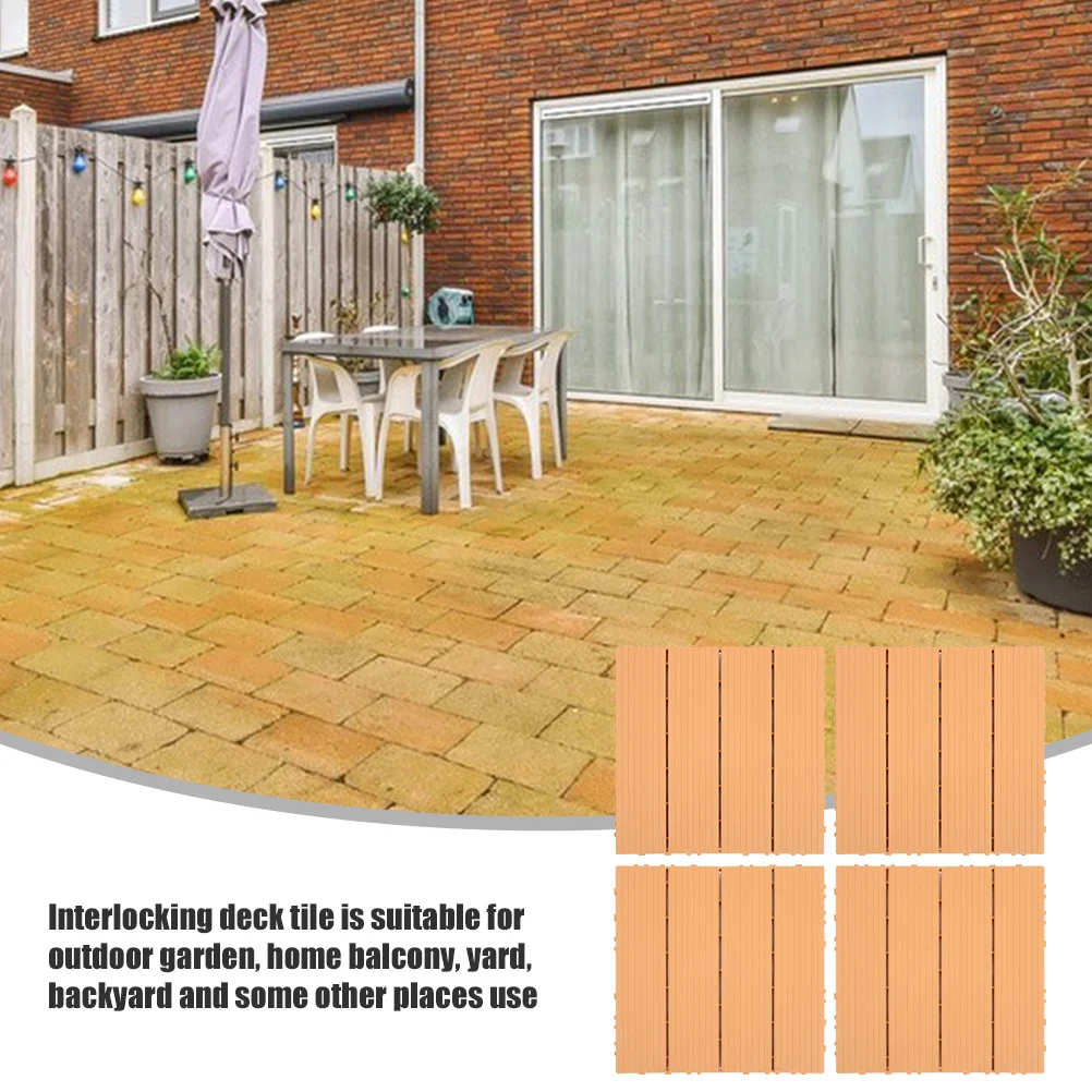 

4Pcs Outdoor Interlocking Plastic Deck Tiles Durable Garden Balcony Patio Decorative Flooring Flooring Slabs Deck Tiles