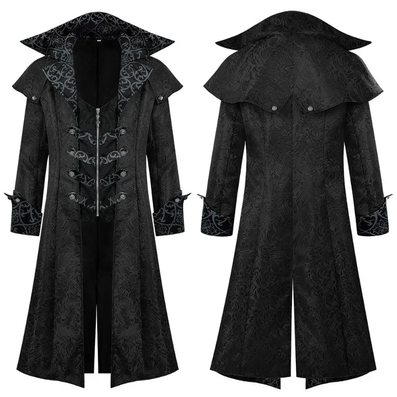 

354552.New Medieval Halloween Cosplay Costumes Gothic Style Jackets Adult Vintage Performance Clothing Men Steampunk Lon