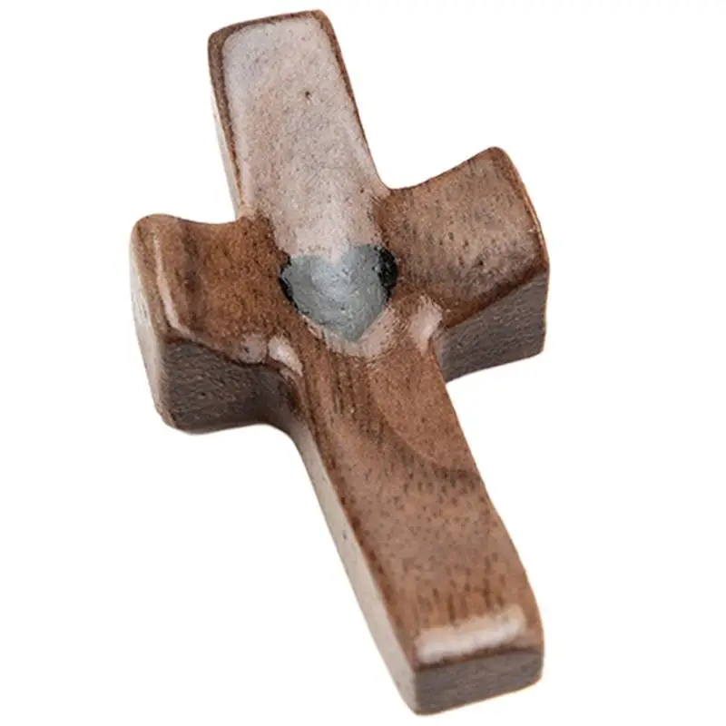 Wooden Prayer Crucifixion Lightweight Encouragement Black Walnut Praying Crucifixion Relieve Stress Hollowed Out Heart Religious