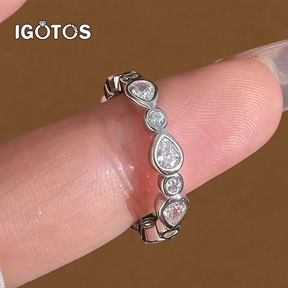 

Кольца с муассанитом 3,01 cttw, 100% стерлинговое серебро 925 пробы для женщин, свадебные груши, круглой огранки, сверкающие ювелирные изделия с бриллиантами в лаборатории