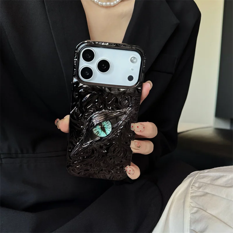 

Luxury 3D TPU Demon Eye Phone Case For iPhone 11 12 13 14 15 16 17 Pro Max Plus 17 Air Soft Rubber Lens Protect Shockproof Cover