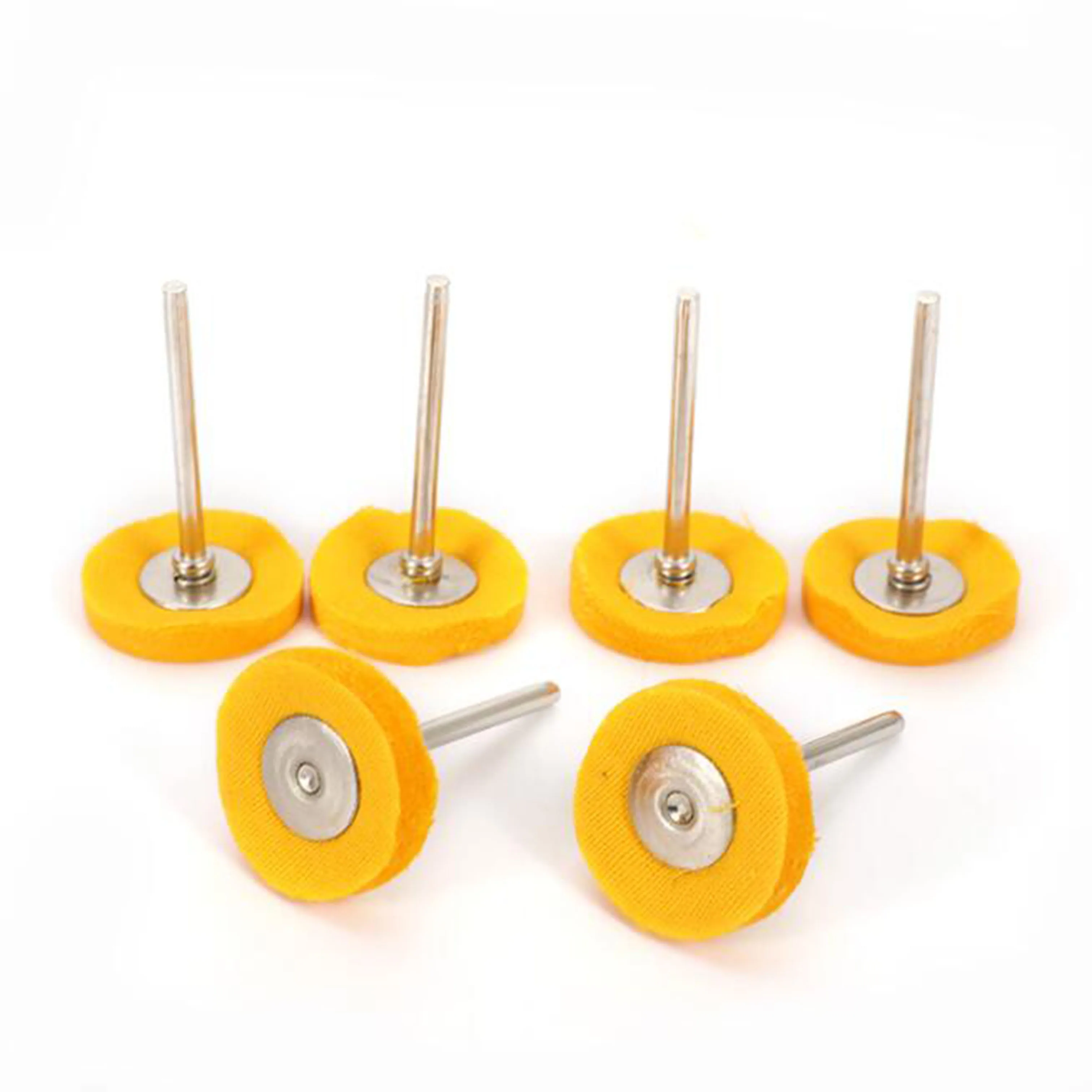 ล้อขัดสีเหลือง6/20ชิ้นชุดขัดแปรงขนาดเล็กสำหรับนาฬิกาและเครื่องประดับก้าน1/8เข้ากันได้กับเครื่องมือโรตารี่ส่วนใหญ่