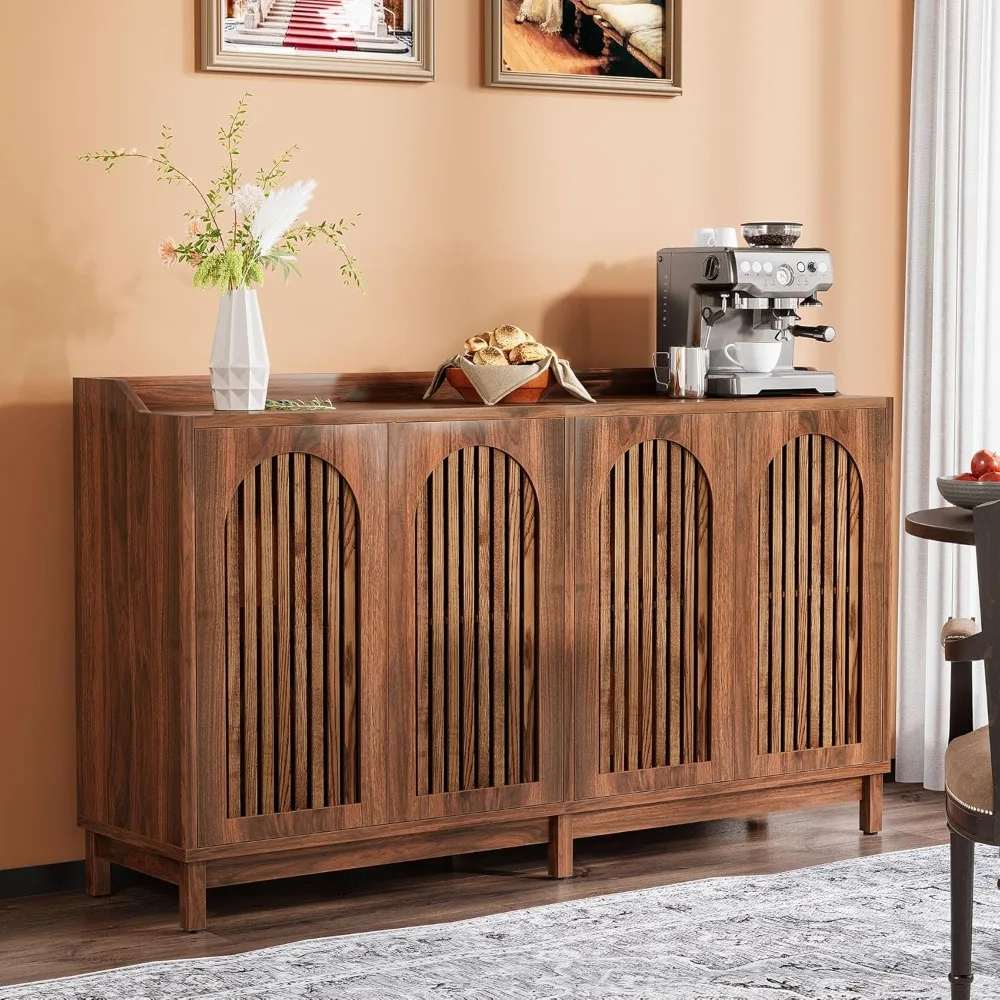 Armadietto portaoggetti per fattoria, credenza da 57 pollici con ante con otturatore e ripiano regolabile, indipendente per sala da pranzo, soggiorno