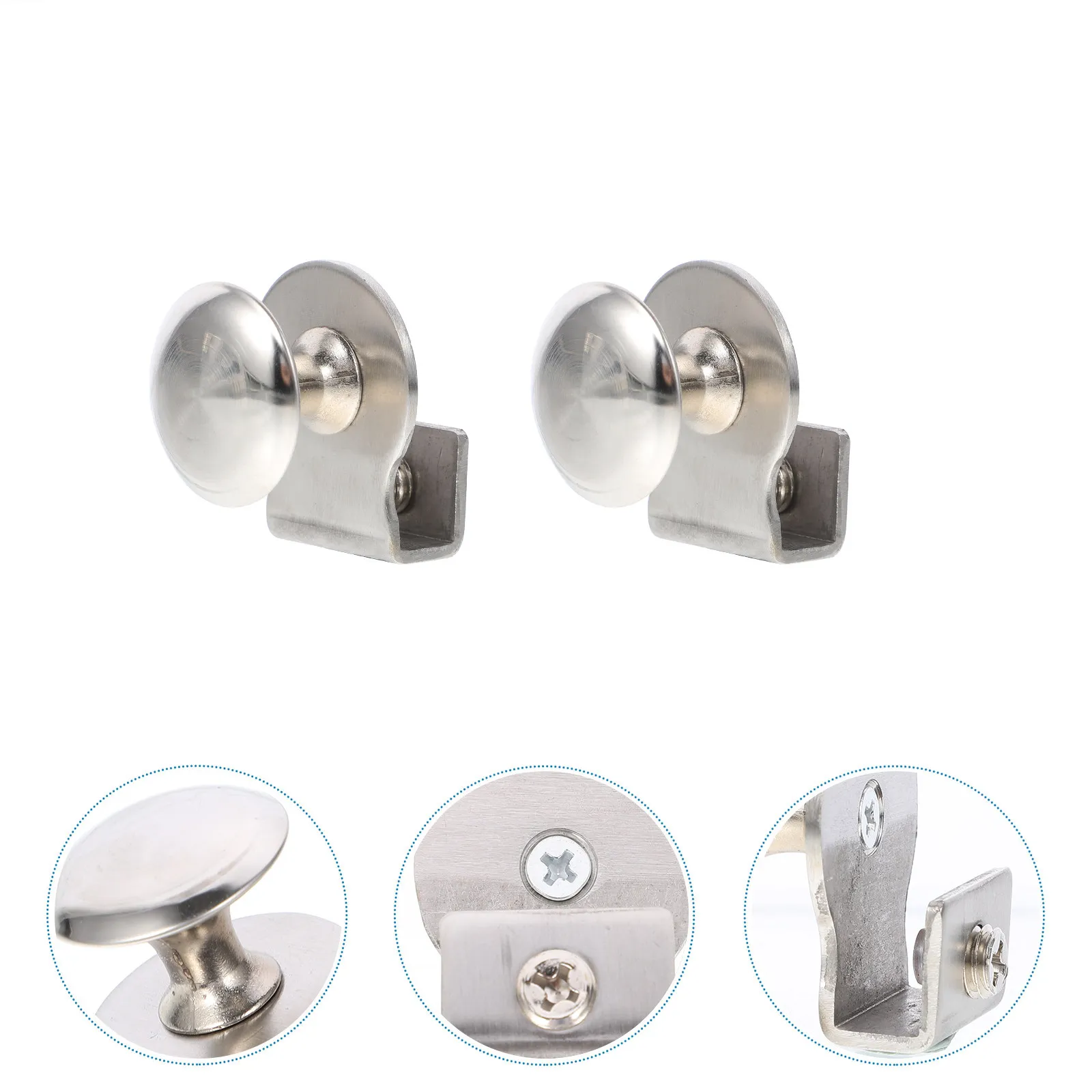 6Pcs No-Drill Glass Door Clip Pull Handle Zinc Alloy Smooth Edge Easy Install for Cabinet Bookcase Wine Rack Shower Room Kitchen