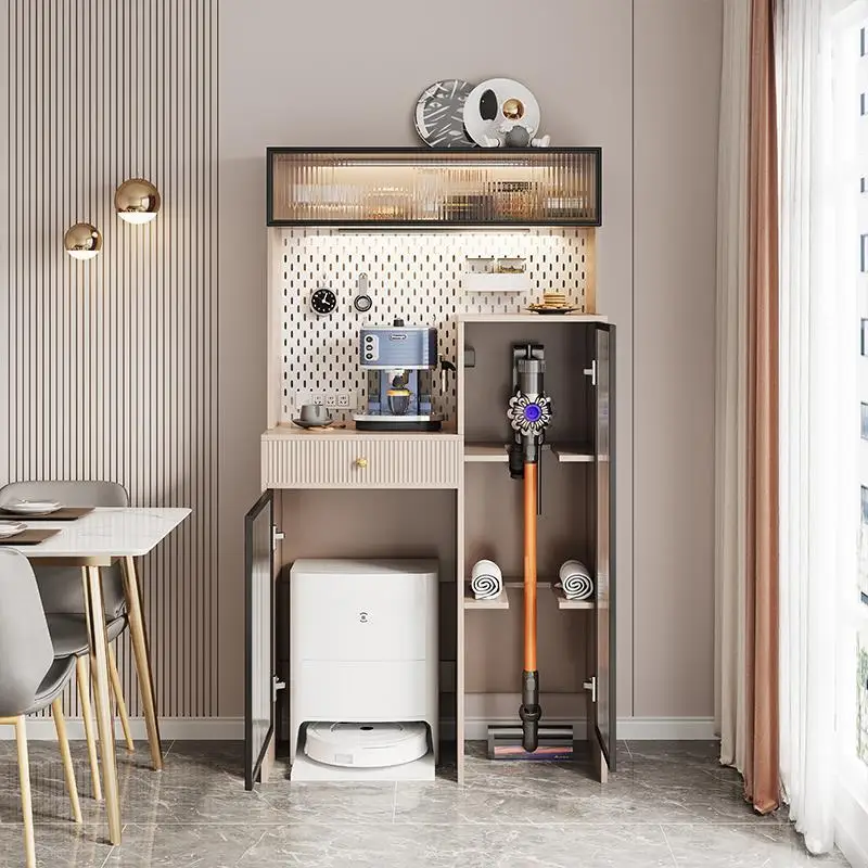 

Solid wood dining side cabinet integrated high cabinet against the wall dining side cabinet locker sweeping robot