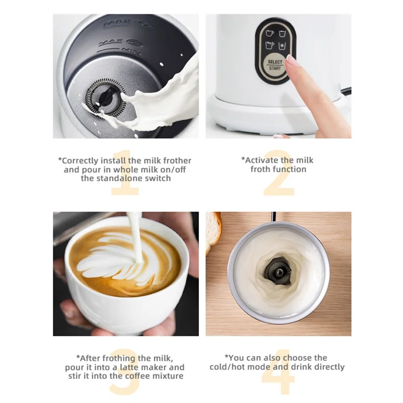 

Practical-Milk Frother Electric, 11.8Oz/350Ml Milk Frother And Steamer, Automatic Hot And Cold Foam Maker, Coffee Frother Eu Plu