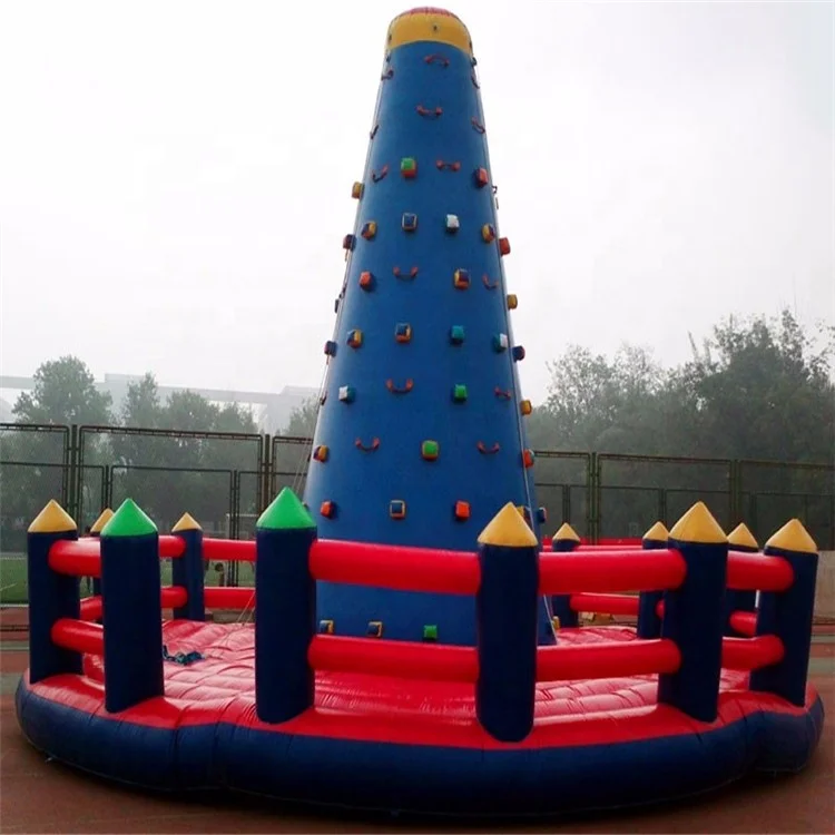 Large 5*5*5m Outdoor Inflatable Rock Climbing Wall and Bouncer Game Funny Bouncy Climber with Rope Outdoor Amusement Equipmentpr