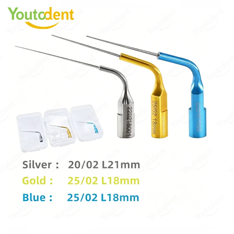 Dental Ultrasonic Endo Activator Tips 3Pcs/Set Gold Silver Blue Root Canal Irrigator Needle For Endodontic Cleaning
